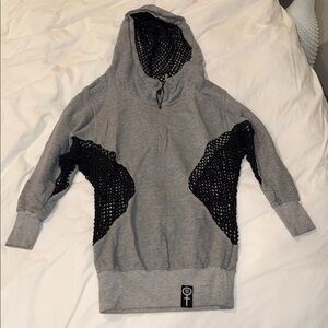 Gray and Black Hooded Sweater- Dimepiece size Small